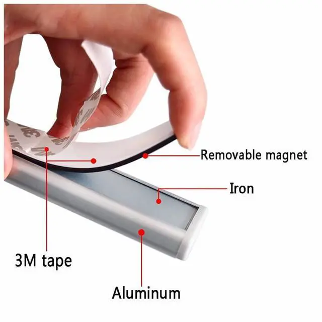 Alt view image 2 of 6 - 4 Pack Under Cabinet Lighting Magnetic Strips Replacement Adhesive Motion Sensor Light Mounting Strap Magnet Back Holder for Under Cabinet Lights Under Counter Lights Magnetic Closet Lights