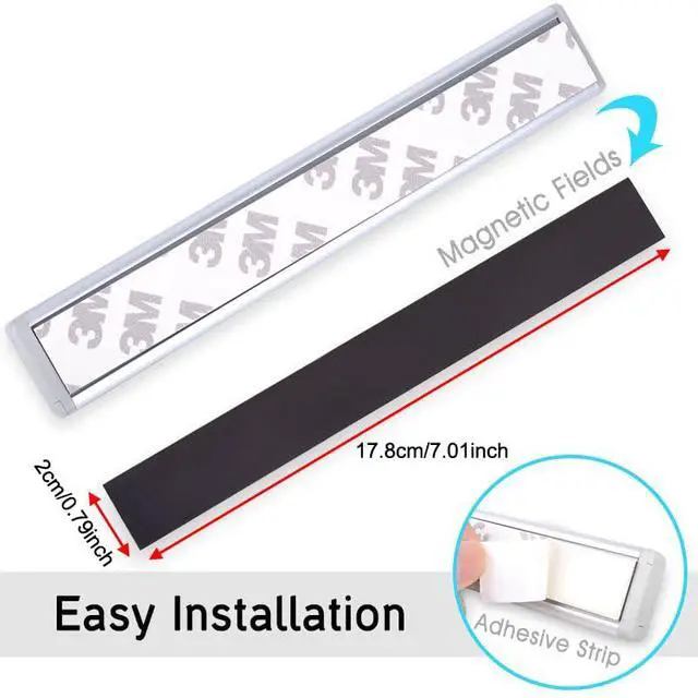 Alt view image 3 of 6 - 4 Pack Under Cabinet Lighting Magnetic Strips Replacement Adhesive Motion Sensor Light Mounting Strap Magnet Back Holder for Under Cabinet Lights Under Counter Lights Magnetic Closet Lights