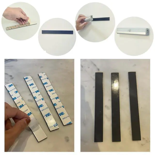 Alt view image 5 of 6 - 4 Pack Under Cabinet Lighting Magnetic Strips Replacement Adhesive Motion Sensor Light Mounting Strap Magnet Back Holder for Under Cabinet Lights Under Counter Lights Magnetic Closet Lights