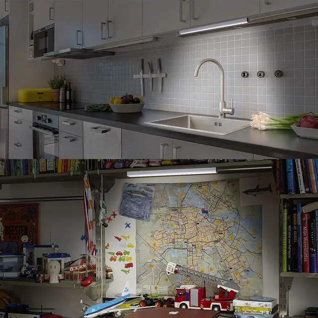 Alt view image 4 of 7 - Under Cabinet Light, 12 Inch LED Light Bar, USB Powered, Cool White | Plug-in under cabinet lighting, 6000K, Built-in Magnets, Tool-Free Installation for Kitchens, Closets, Shelves and Workspaces