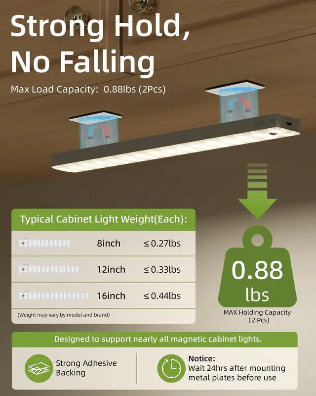 Alt view image 2 of 7 - Adhesive Metal Plates for Under Cabinet Lights, Backing Plate for Magnetic LED Lights to Stick on, 4Pcs