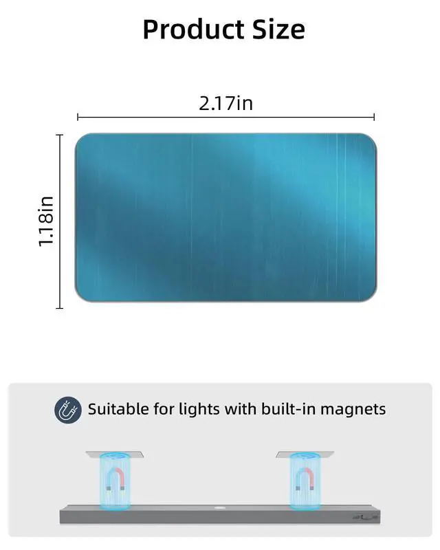 Alt view image 3 of 7 - Adhesive Metal Plates for Under Cabinet Lights, Backing Plate for Magnetic LED Lights to Stick on, 4Pcs