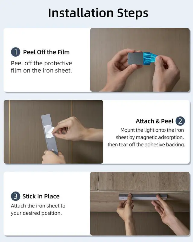 Alt view image 4 of 7 - Adhesive Metal Plates for Under Cabinet Lights, Backing Plate for Magnetic LED Lights to Stick on, 4Pcs