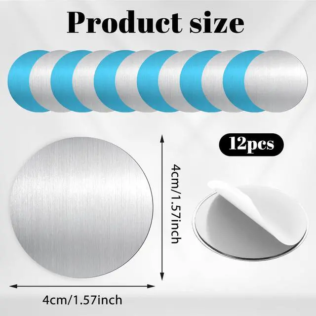 Alt view image 2 of 7 - 12 Pcs Under Cabinet Lights Magnetic Sticky Replacement Magnetic Strips with Adhesive Backing Metal Adhesive Backing Plate Round Blue Tape Strips for Magnetics LED Counter LightsNot Magnets