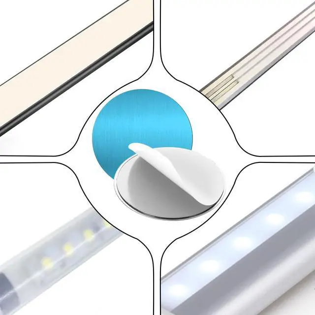 Alt view image 6 of 7 - 12 Pcs Under Cabinet Lights Magnetic Sticky Replacement Magnetic Strips with Adhesive Backing Metal Adhesive Backing Plate Round Blue Tape Strips for Magnetics LED Counter LightsNot Magnets