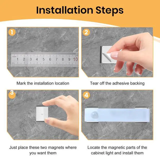Alt view image 3 of 7 - Under Cabinet Light Magnet stickys, Metal Adhesive Sheets12PCS | Replacement Plates for Under Cabinet Lights, Sticky Iron Sheets Works With Magnetic LED Lights (12 Pcs, Not Magnetic)