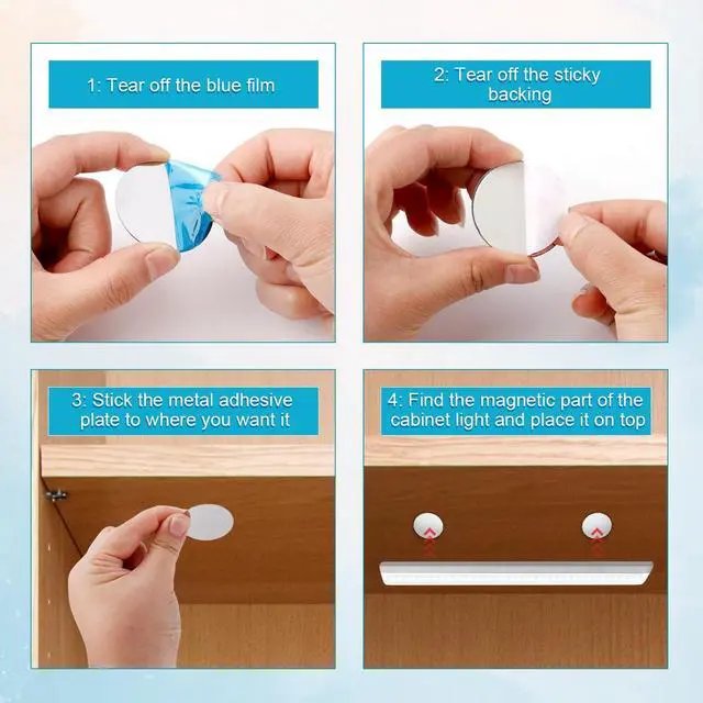 Alt view image 5 of 7 - 6pcs Under Cabinet Lights Magnetic Sticky, Metal Replacement Magnetic Strips with Adhesive Backing Magnet Lights Strip for Magnetic LED Lights & Under Counter Lights (Round)