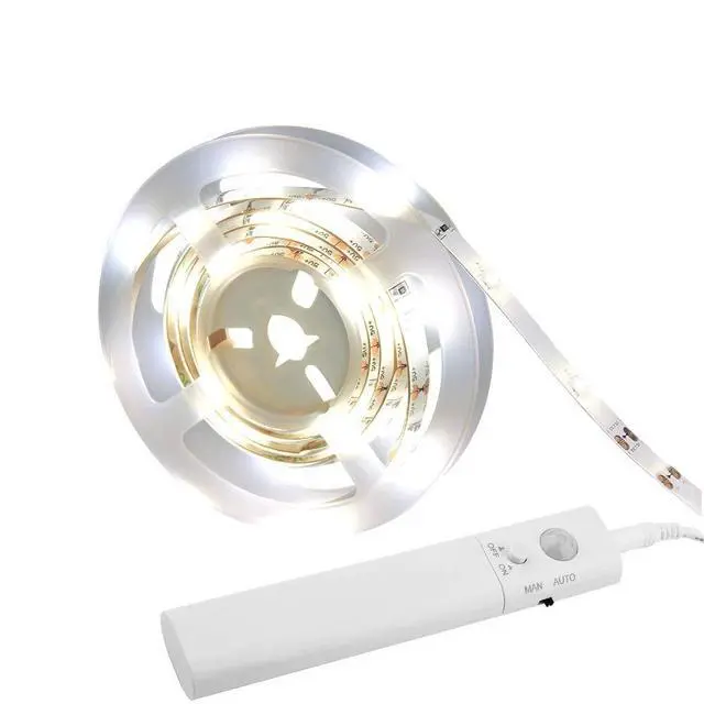 Alt view image 3 of 7 - Motion Sensor Wardrobe Light, LED Strip Closet Lights, PIR Auto on/Off, Battery Powered,6000K White for Bedside, Bathroom, Closet, Cabinet, Kitchen, Stairway