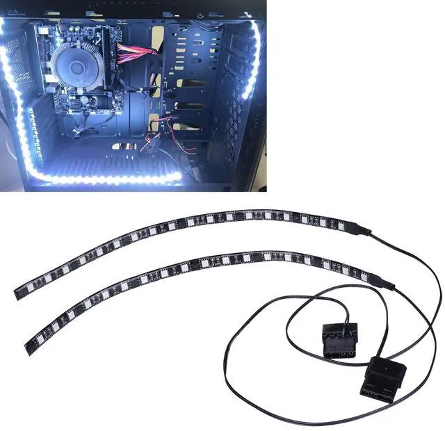 Main image of PC LED Light Strip Computer Lighting White with Magnetic Back, Molex Connector, 2pack LED Strip for PC Case Lighting Kit (30cm,18leds,S SeriesWhite)