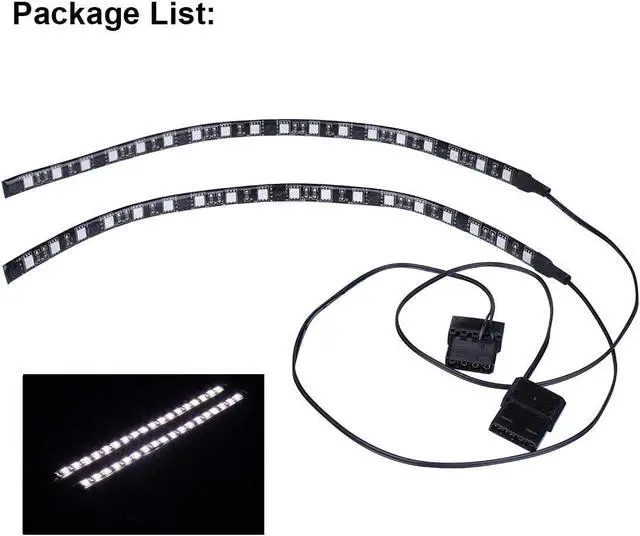 Alt view image 6 of 6 - PC LED Light Strip Computer Lighting White with Magnetic Back, Molex Connector, 2pack LED Strip for PC Case Lighting Kit (30cm,18leds,S SeriesWhite)