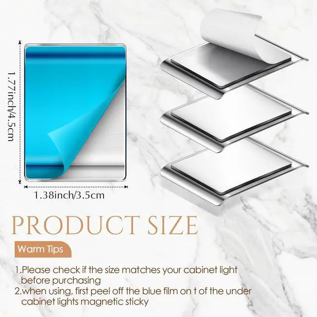 Alt view image 2 of 7 - 6 Pcs Replacement Magnetic Strips,1.77 x 1.38 Inches | with Adhesive Back, for Under Cabinet Lights, Blue Sticky Magnetic Tape, Magnetic Light Strips