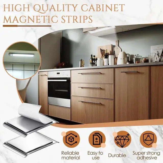 Alt view image 5 of 7 - 6 Pcs Replacement Magnetic Strips,1.77 x 1.38 Inches | with Adhesive Back, for Under Cabinet Lights, Blue Sticky Magnetic Tape, Magnetic Light Strips