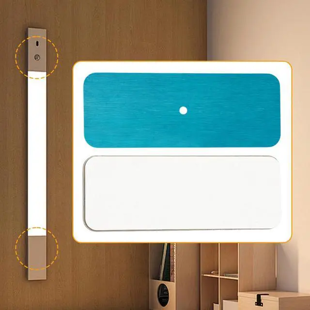 Alt view image 6 of 7 - 10 Pcs Under Cabinet Lights Magnetic Stickys Replacement (1.1×2.95in) | Magnetic Strips with Adhesive Backing for Rechargeable Motion Sensor Lights Wireless Under Counter Light for Cabinet Lighting