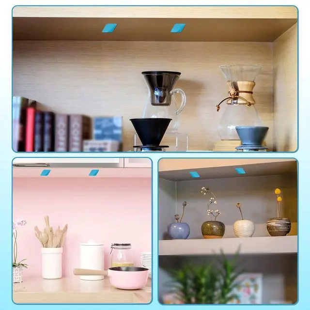 Alt view image 7 of 7 - 12pcs Under Cabinet Lights Magnetic Stickys, Adhesive Backing Magnetic Strips for Under Counter & Cabinet Lighting Universal Replacement Sticky Magnet Sheets (Rectangle 2)
