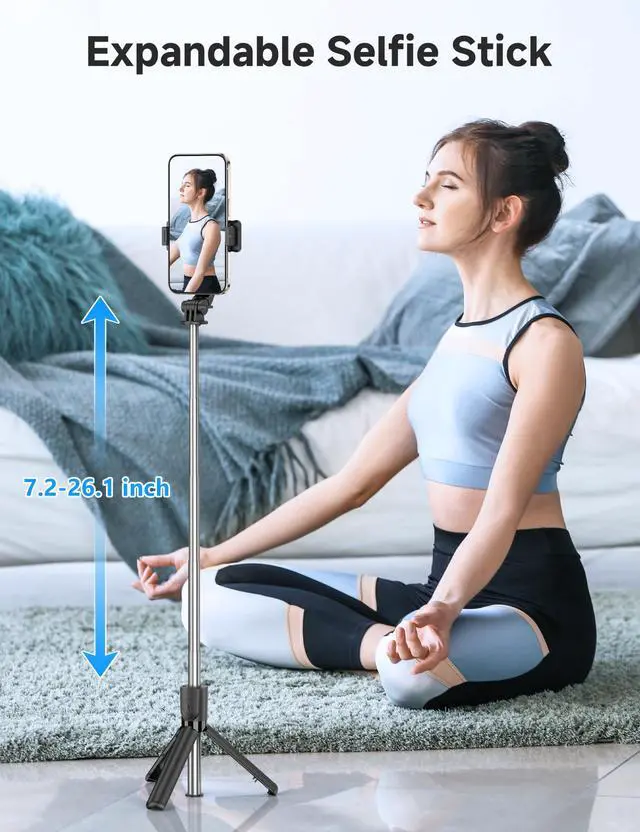 Alt view image 2 of 7 - Portable Selfie Stick, 4 in 1 Extendable Phone Tripod Stand with Detachable Wireless Remote & Phone Holder 360° Rotating Mini Travel Tripod Compatible with iPhone 16/15/14/13 Pro/Android/Gopro