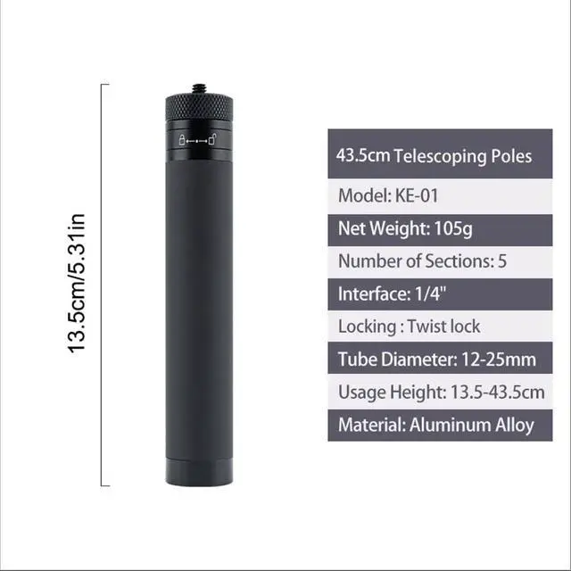 Alt view image 6 of 7 - 17.1" / 43cm Gimbal Extension Selfie Stick Compact Aluminum Portable Stabilizer Extension Rod, Foldable Phone/Camera Mount, 1/4"-20 Tripod Screw Compatible, Lightweight