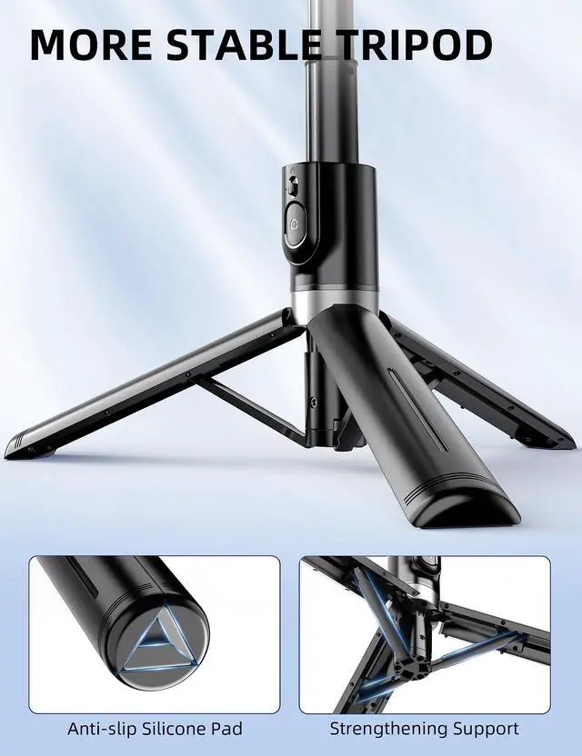 Alt view image 2 of 7 - 41'' Selfie Stick Tripod, Extendable Portable 4 in 1 Aluminum Phone Tripod with Wireless Remote 360° Rotation Travel Smartphone Tripods Stand Compatible with iPhone 17/16/15/14/Android (Black)
