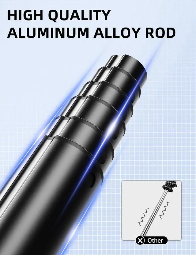 Alt view image 5 of 7 - 41'' Selfie Stick Tripod, Extendable Portable 4 in 1 Aluminum Phone Tripod with Wireless Remote 360° Rotation Travel Smartphone Tripods Stand Compatible with iPhone 17/16/15/14/Android (Black)