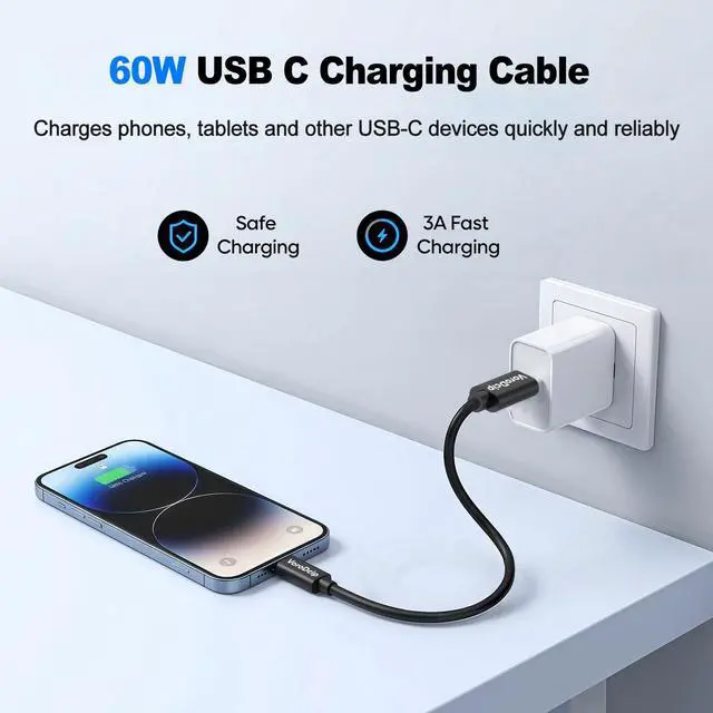 Alt view image 3 of 7 - USB C Data Cable 6inch Short, 10Gbps USB-C to Type C Data Transfer Cord | USBC 60W Fast Charging Cable for Protable SSD Android Auto iPhone 17/16/15, Galaxy S25/24