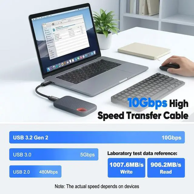 Alt view image 2 of 7 - USB C Data Cable 6inch Short, 10Gbps USB-C to Type C Data Transfer Cord | USBC 60W Fast Charging Cable for Protable SSD Android Auto iPhone 17/16/15, Galaxy S25/24
