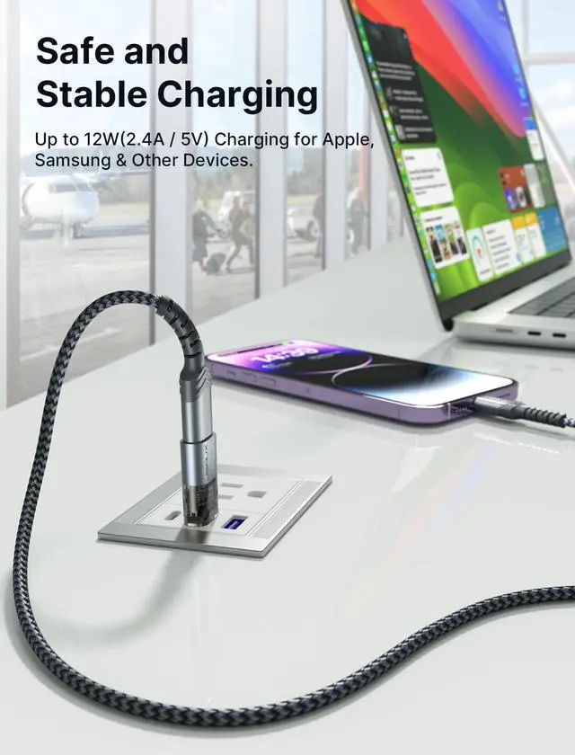 Alt view image 5 of 7 - USB Data Blocker & USB C Data Blocker, Charge-Only, 4-Pack, Grey | Data Blocker for Public Charging, Juice Jacking Protection, Travel-Ready