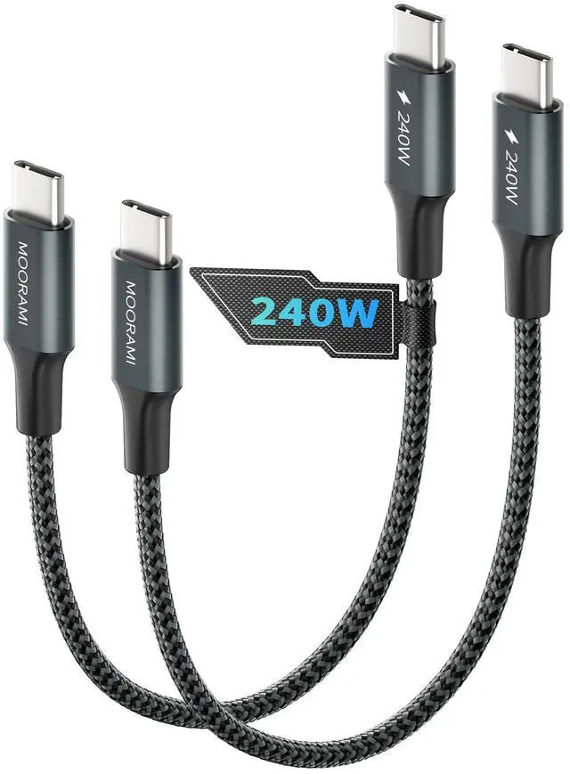 Main image of 2-Pack 0.5ft 240W USB C to C Cable, Power Bank Pocket Charging | Short 6-Inch Portable Cord | PD 3.1 Fast Charge | For iPhone 17 16 15 Samsung | 48-Braided | 480Mbps Data Transfer