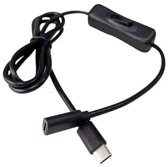 Main image of Black USB C Extension Cable with On/Off Switch Perfect for Charging and Data Transfer On Any Type C Device Type C Male to Female Cable Home Audio Accessories Cables and Interconnects