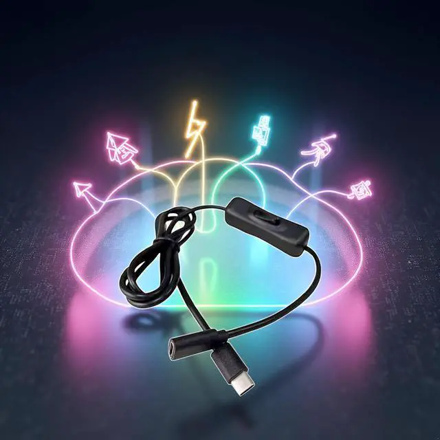 Alt view image 2 of 6 - Black USB C Extension Cable with On/Off Switch Perfect for Charging and Data Transfer On Any Type C Device Type C Male to Female Cable Home Audio Accessories Cables and Interconnects