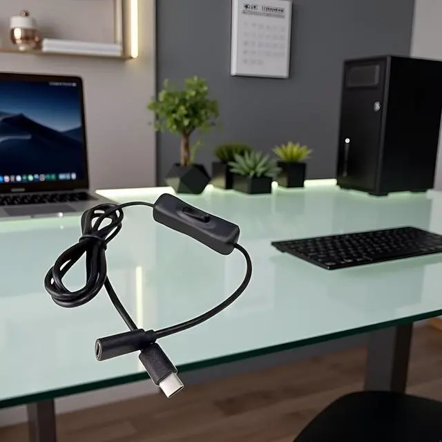 Alt view image 5 of 6 - Black USB C Extension Cable with On/Off Switch Perfect for Charging and Data Transfer On Any Type C Device Type C Male to Female Cable Home Audio Accessories Cables and Interconnects