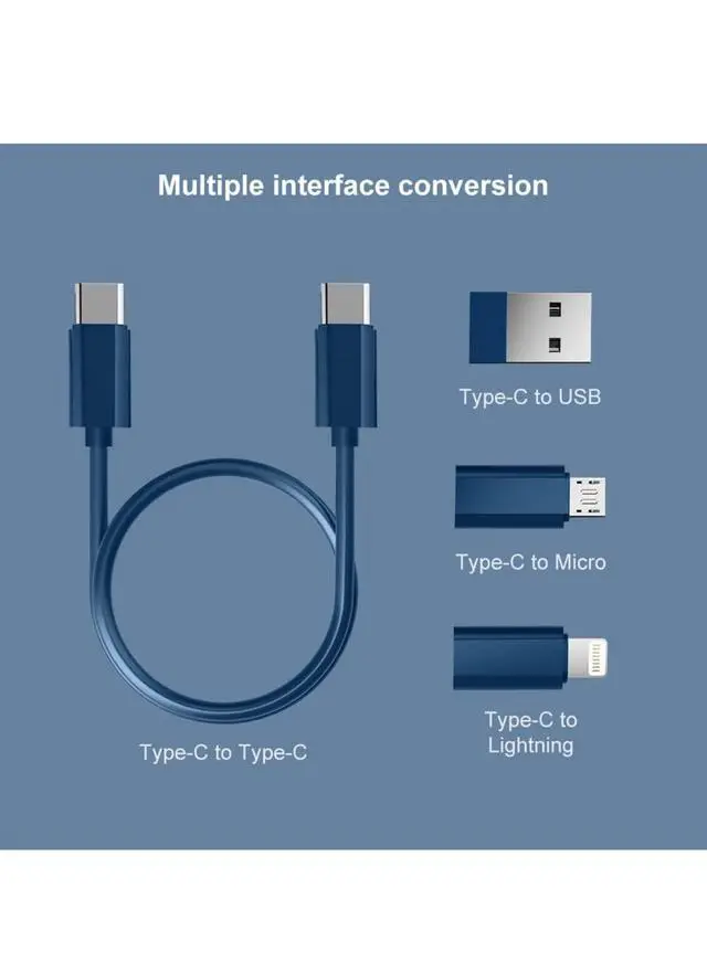 Alt view image 4 of 7 - Multi USB Charging Adapter Kit, USB-C to iOS/Micro, Data Transfer, Card Storage, SIM Pin, Phone Holder, Type-C Converter Set A, Compact Portable Travel Cable Box Navy Blue