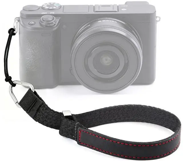 Main image of Camera Wrist Strap, Leather Camera Hand Straps for Photographers, Adjustable Soft Strap for DSLR SLR Mirrorless Cameras (Black)
