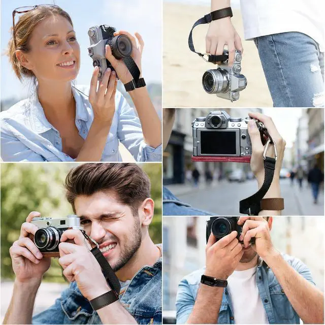 Alt view image 5 of 6 - Camera Wrist Strap, Leather Camera Hand Straps for Photographers, Adjustable Soft Strap for DSLR SLR Mirrorless Cameras (Black)