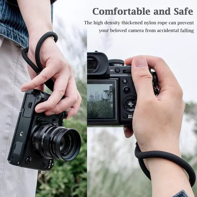 Alt view image 4 of 7 - Camera Wrist Strap Rope,Camera Hand Strap Compatible with Fujifilm Nikon Canon Sony DSLR Camera - Black