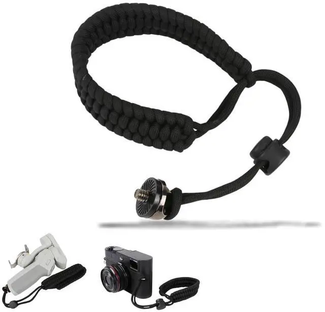 Main image of Camera Wrist Strap 1/4" Screw Quick Release, Adjustable Nylon Anti-Drop Tether for DSLR Mirrorless Action Camera Gimbal Selfie Stick 360, Lightweight 33g with Cushion Pad