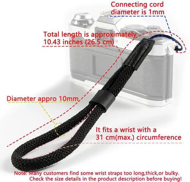 Alt view image 2 of 7 - Soft Camera Wrist Strap, Rope Camera Hand Strap | for Point-and-Shoot Camera,Mirrorless Camera,Small Camera Hand Strap Black