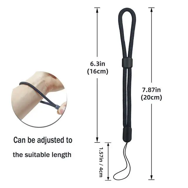 Alt view image 2 of 7 - 5PCS Wrist lanyard, 7.8 inch Hand Wrist Strap Lanyard | Adjustable Nylon Wristlet Straps for Cell Phone, Camera, GoPro, PSP, USB Flash Drives, Flashlight (Black)
