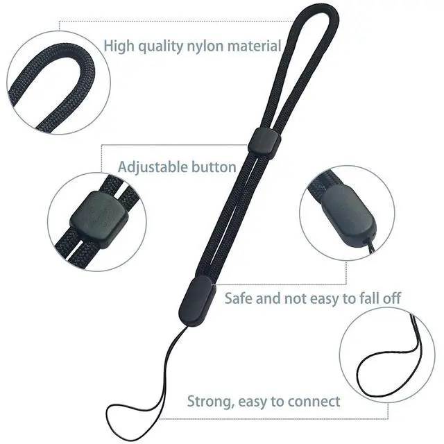 Alt view image 3 of 7 - 5PCS Wrist lanyard, 7.8 inch Hand Wrist Strap Lanyard | Adjustable Nylon Wristlet Straps for Cell Phone, Camera, GoPro, PSP, USB Flash Drives, Flashlight (Black)