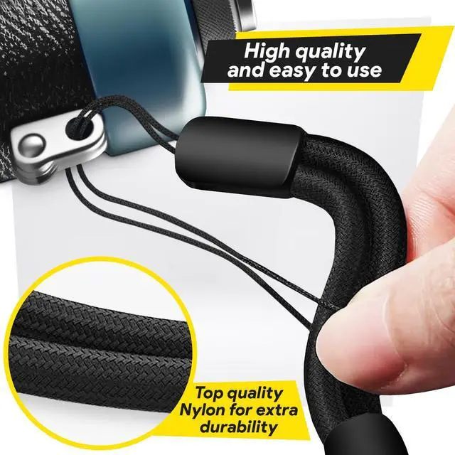 Alt view image 2 of 7 - Hand Wrist Strap Lanyard, 3 Pack Black Adjustable Lanyard Wrist Straps