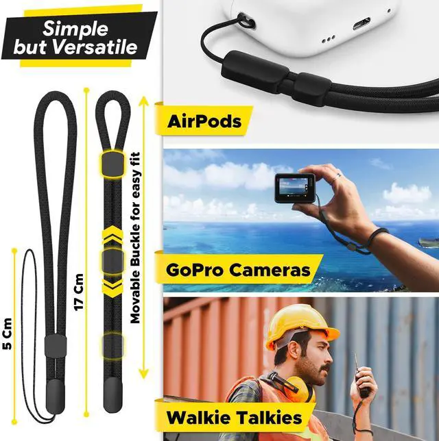 Alt view image 6 of 7 - Hand Wrist Strap Lanyard, 3 Pack Black Adjustable Lanyard Wrist Straps