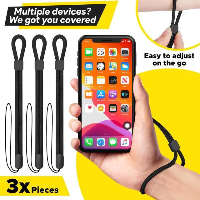 Alt view image 7 of 7 - Hand Wrist Strap Lanyard, 3 Pack Black Adjustable Lanyard Wrist Straps