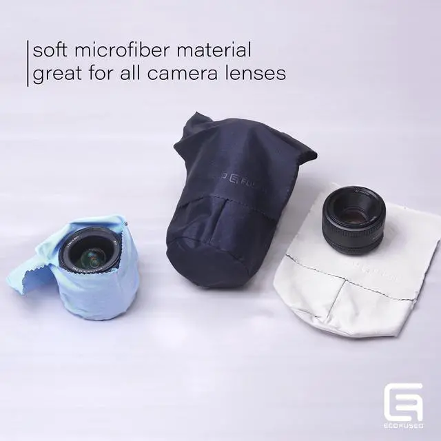 Alt view image 6 of 7 - Camera Lens Pouches - Microfiber Lens Cloth Bag - 4 Pack - Soft Camera Wraps for Multi-Sized Lenses and Accessories - Camera Bag Inserts - Home Travel Photography (Black/Gray/Blue)