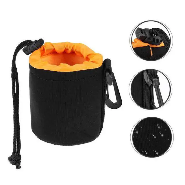 Alt view image 2 of 6 - S Size (Small) Camera Lens Pouch, Thick Protective Neoprene Bag Storage Cover Case with Drawstring Design, Soft Plush Interior, Compatible for Canon, for Nikon, for Sony DSLR Lenses