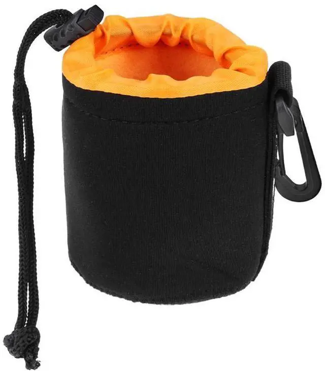 Main image of S Size (Small) Camera Lens Pouch, Thick Protective Neoprene Bag Storage Cover Case with Drawstring Design, Soft Plush Interior, Compatible for Canon, for Nikon, for Sony DSLR Lenses