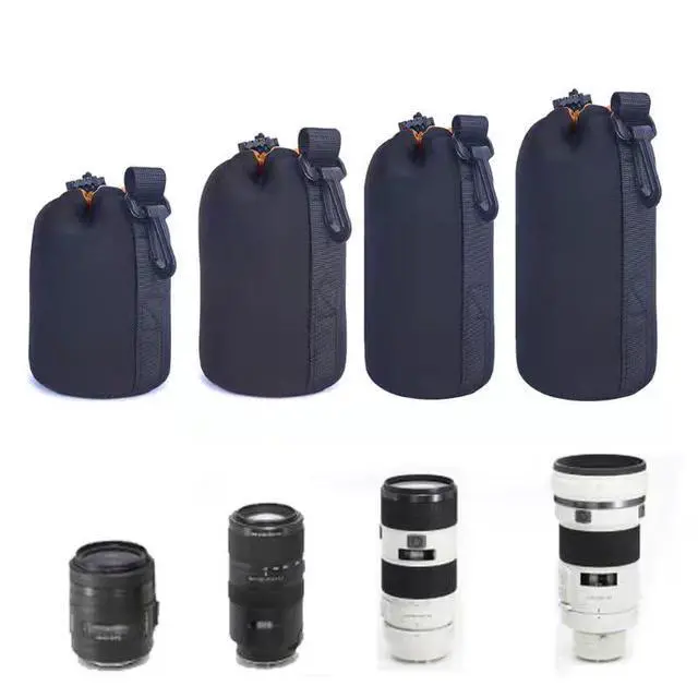Alt view image 5 of 6 - S Size (Small) Camera Lens Pouch, Thick Protective Neoprene Bag Storage Cover Case with Drawstring Design, Soft Plush Interior, Compatible for Canon, for Nikon, for Sony DSLR Lenses
