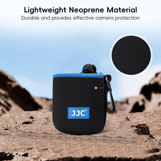 Alt view image 4 of 6 - Neoprene Camera Lens Pouch Case, Drawstring Bag for Lens up to 3.3x5.1" | Water-Resistant, Soft Padded, with Carabiner, Compatible with Canon RF 85mm, EF-S 18-135mm, Sony E 18-105mm, E 55-210mm