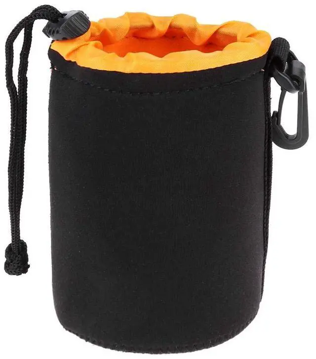 Main image of M Size (Medium) Camera Lens Pouch, Thick Protective Neoprene Bag Storage Cover Case with Drawstring Design, Soft Plush Interior, Compatible for Canon, for Nikon, for Sony DSLR Lenses