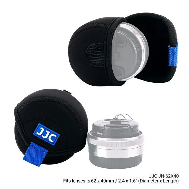 Alt view image 2 of 7 - Small Neoprene Camera Lens Pouch Case, Fits Lens up to 2.4 x 1.6inches | Water-Resistnat, Fold Over Closure, Compatible with Canon EF-M 22mm f/2, Sony E PZ 16-50mm f/3.5-5.6, Fujifilm XF27 f/2.8