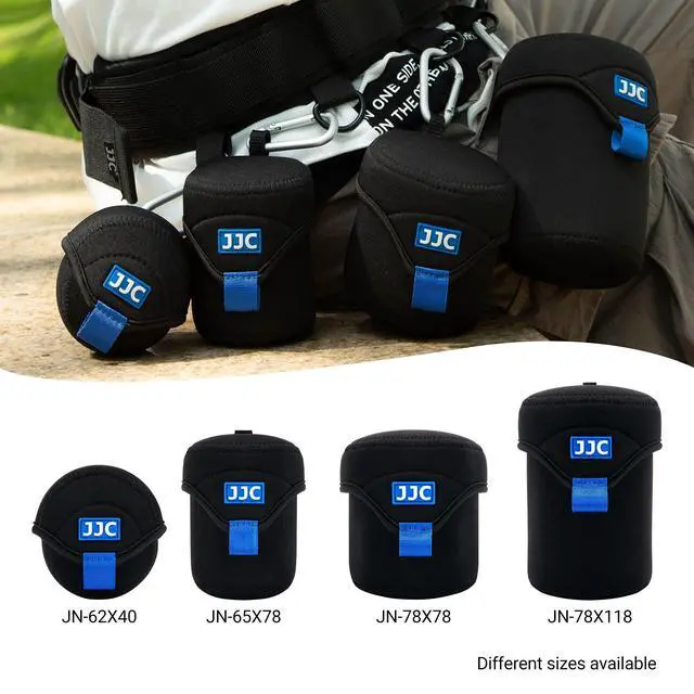 Alt view image 7 of 7 - Small Neoprene Camera Lens Pouch Case, Fits Lens up to 2.4 x 1.6inches | Water-Resistnat, Fold Over Closure, Compatible with Canon EF-M 22mm f/2, Sony E PZ 16-50mm f/3.5-5.6, Fujifilm XF27 f/2.8