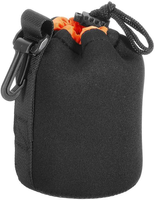 Main image of 3.3" x 5.5" Neoprene Lens Pouch - DSLR Camera Lens Case, Water Resistant, Black/Orange