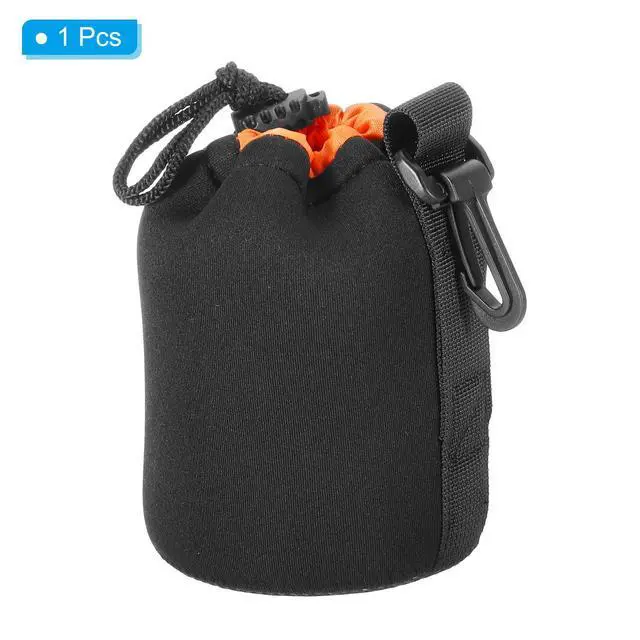 Alt view image 3 of 7 - 3.3" x 5.5" Neoprene Lens Pouch - DSLR Camera Lens Case, Water Resistant, Black/Orange